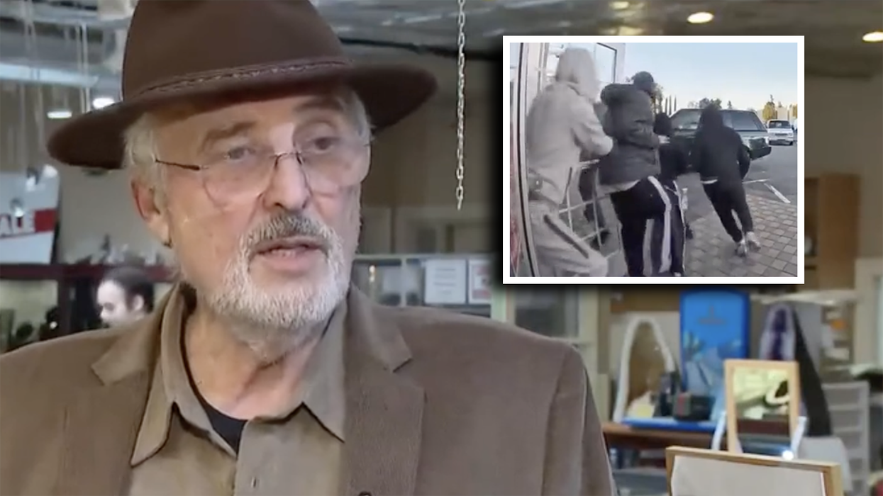 Watch: Jewelry thieves run like little cowards when 73-year-old immigrant store owner pulls his .38 on them