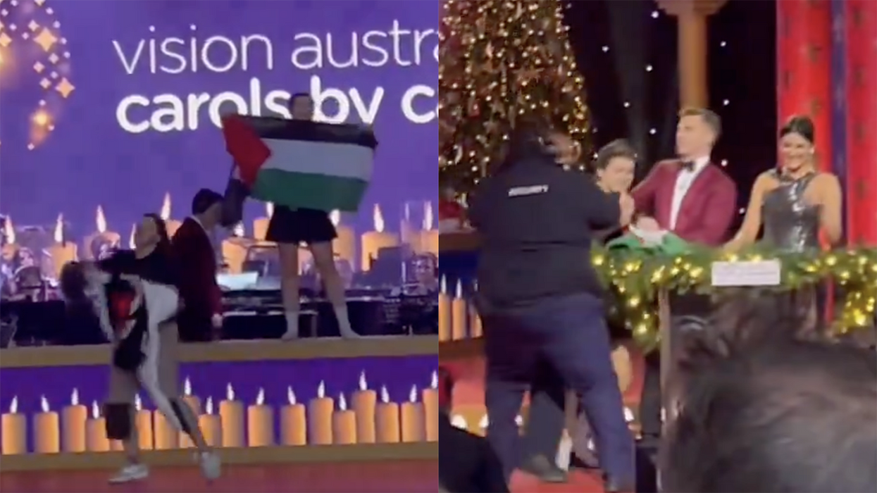Watch: Pro-Palestinian demonstrators interrupt Christmas event for blind children to show their support for Hamas