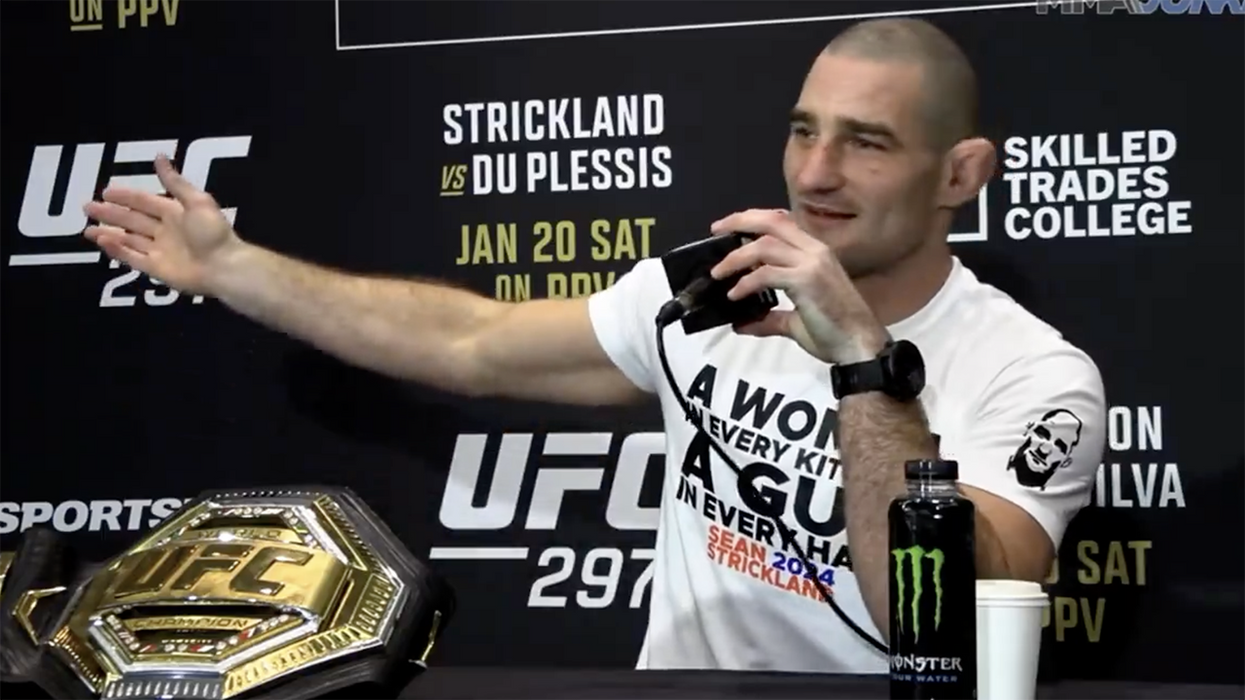 Watch: Reporter thinks he can play "gotcha" with UFC's Sean Strickland over a three-year-old tweet. The champ ENDED him.