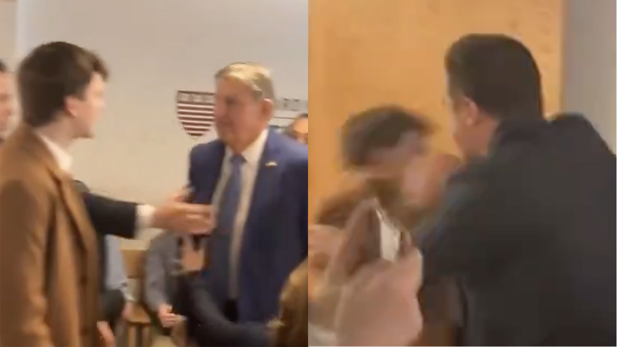 Watch: Senator gets ready to drop a climate protestor, but security pancakes him in hilarious fashion first