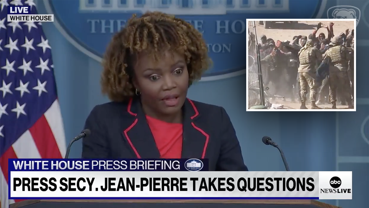 Watch: KJP too dumb to think of an excuse for the mob of illegals overwhelming the National Guard, so she's blaming Greg Abbott