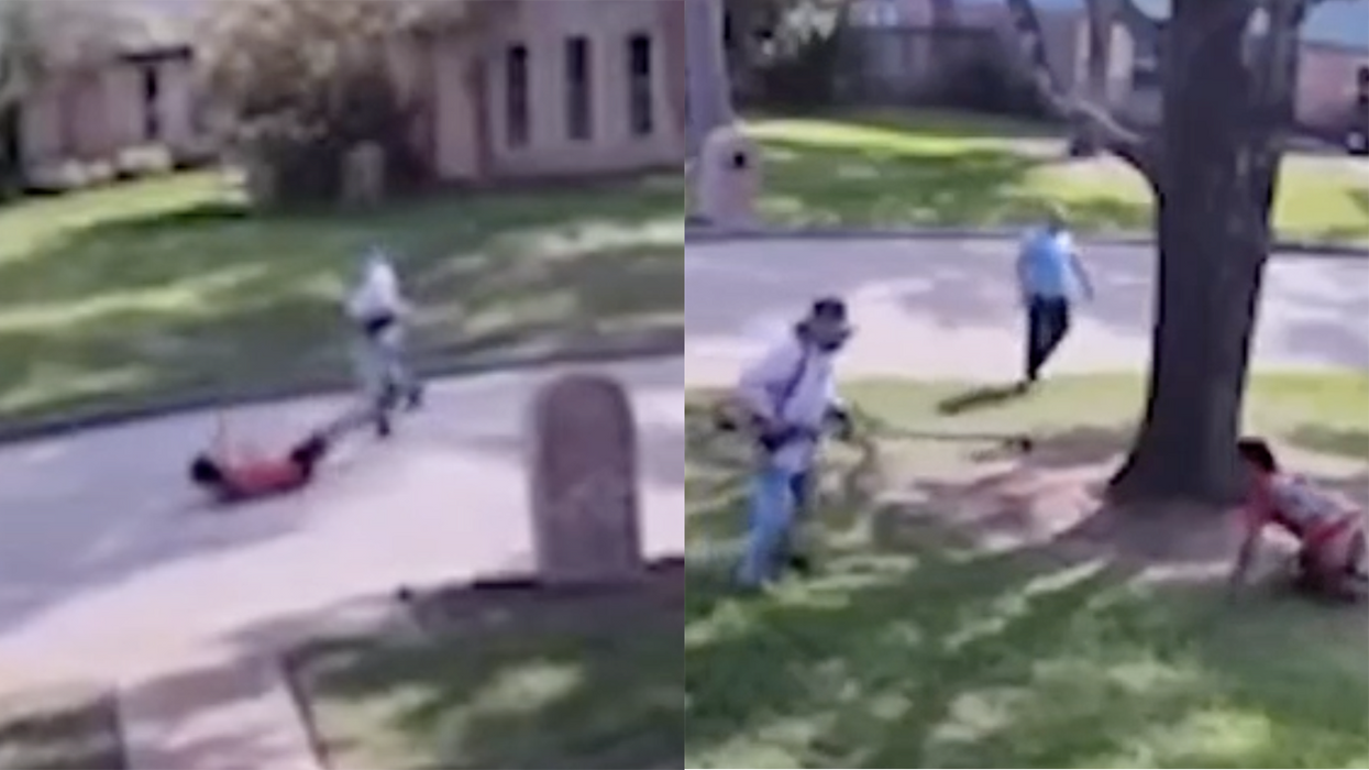 Watch: Thugs tried stealing equipment from this landscaper's truck, so he turned his weed wacker on them and captured one