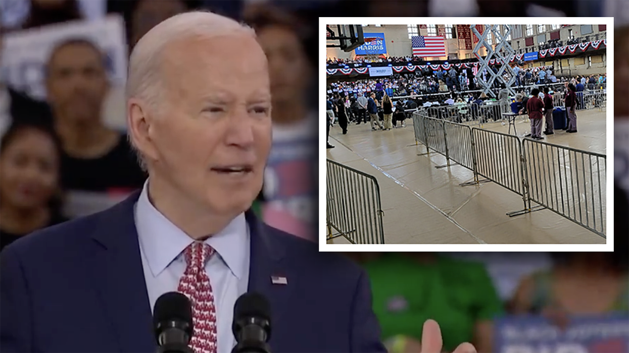 Watch: Joe Biden draws literally tens of people to a Philly gym, where his brain malfunctions in real time