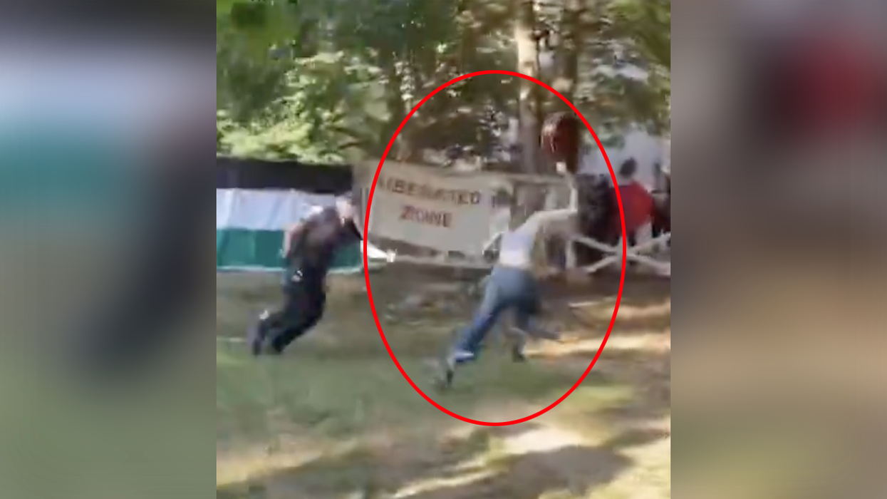 Watch: Pro-Hamas occupier storms at cops armed with a guitar, and you'll totally believe what happens next