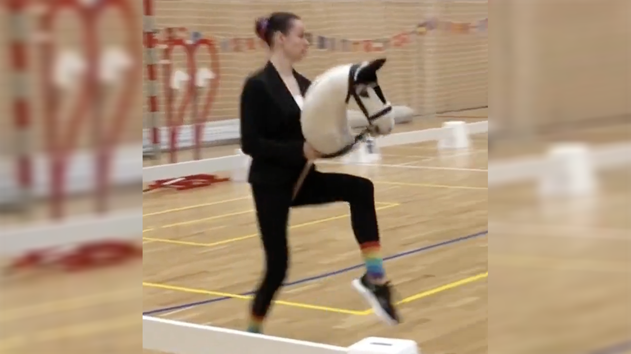 Watch: Competitive hobby horse rider melts down that YOU don't think riding a hobby horse is a real sport
