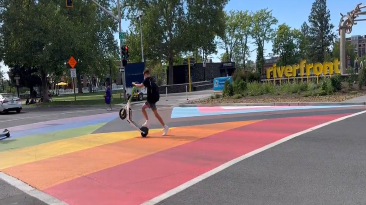 Kids rode scooters over a Pride mural painted ON THE STREET, so now the city is restricting scooters