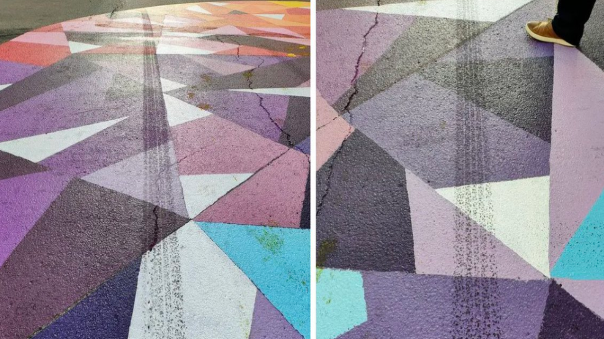 Here we go again: a WV Pride mural ON THE STREET has tire marks on it in under 24 Hours