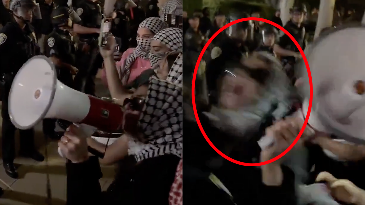 Watching this pro-Hamas protestor get snatched by cops mid-sentence is the funniest video you'll see this week