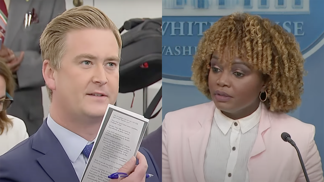 Doocy BUSTS KJP with the new Kamala Harris "border czar" talking points: "Who's handing these out?"