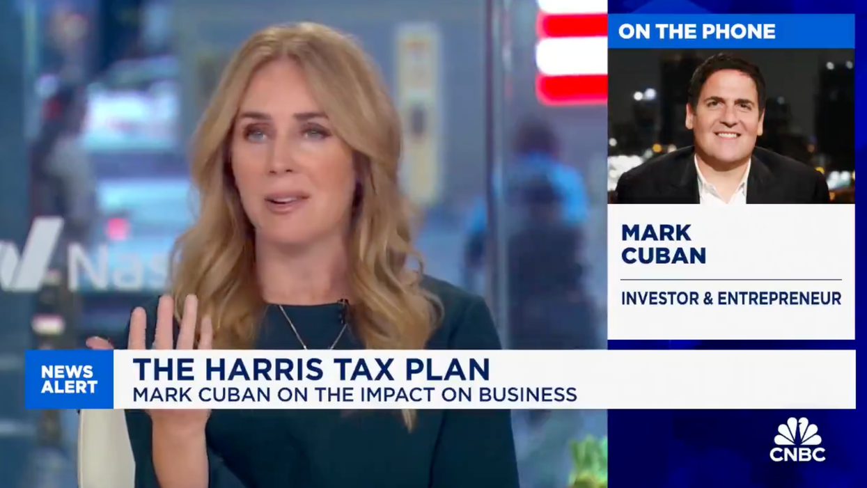 Watch Mark Cuban meltdown when CNBC challenges him on Kamala's tax plan: "No, no, no, no, no, no"