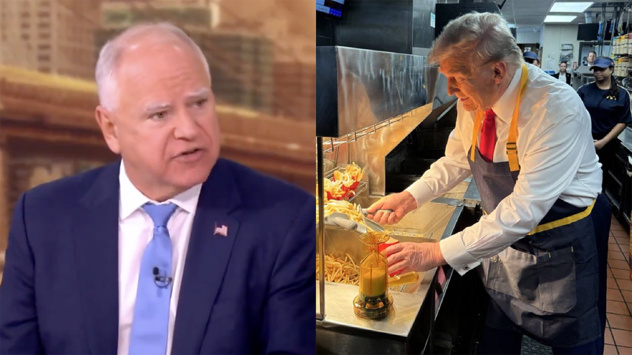 Tampon Tim Walz freaks out at Trump's McDonald's stop, calls it "disrespectful" to a specific group