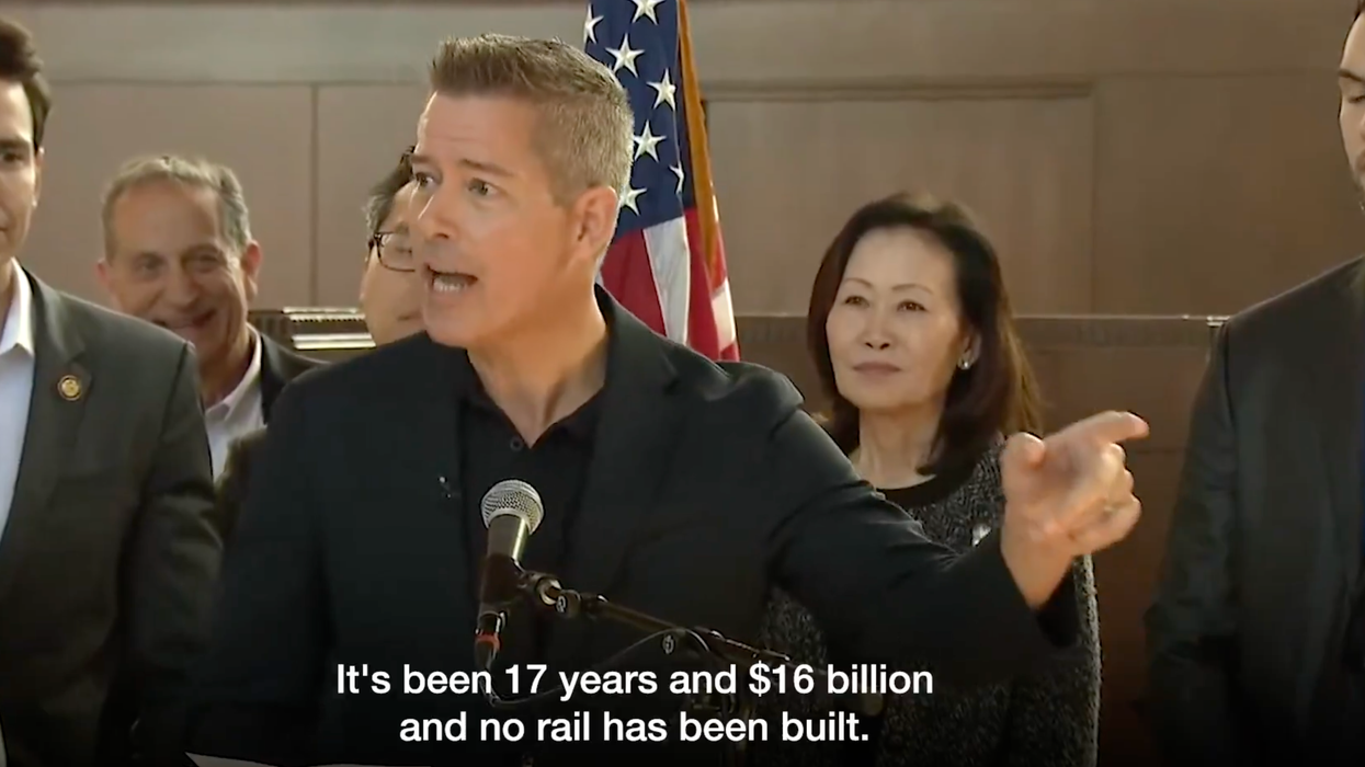 Trump's transportation chair is INVESTIGATING California waste, but how he shut down protestors is where he shined