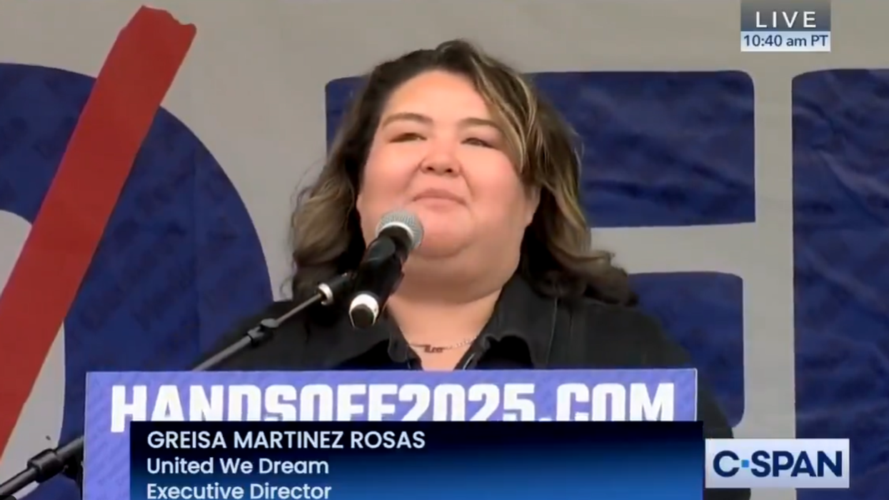 Unafraid and unashamed queer protestor brags to a televised crowd that she's in this country illegally too