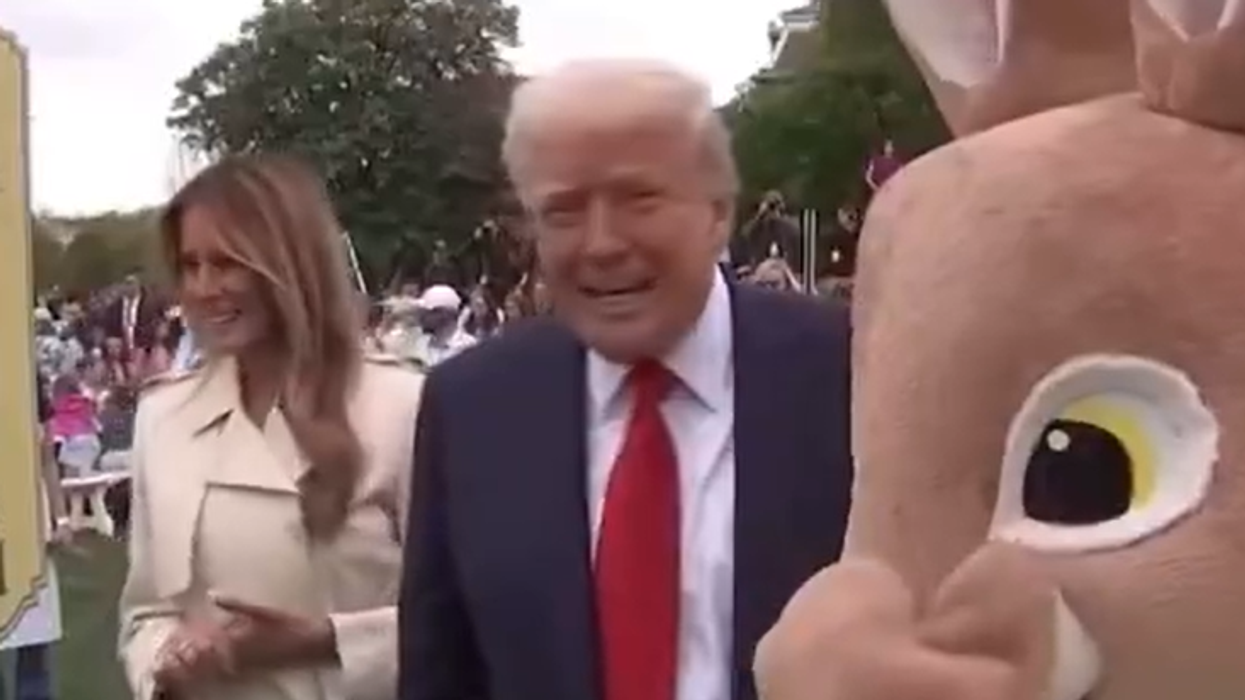 Even in front of the Easter Bunny, Donald Trump can't help himself from dunking on Joe Biden