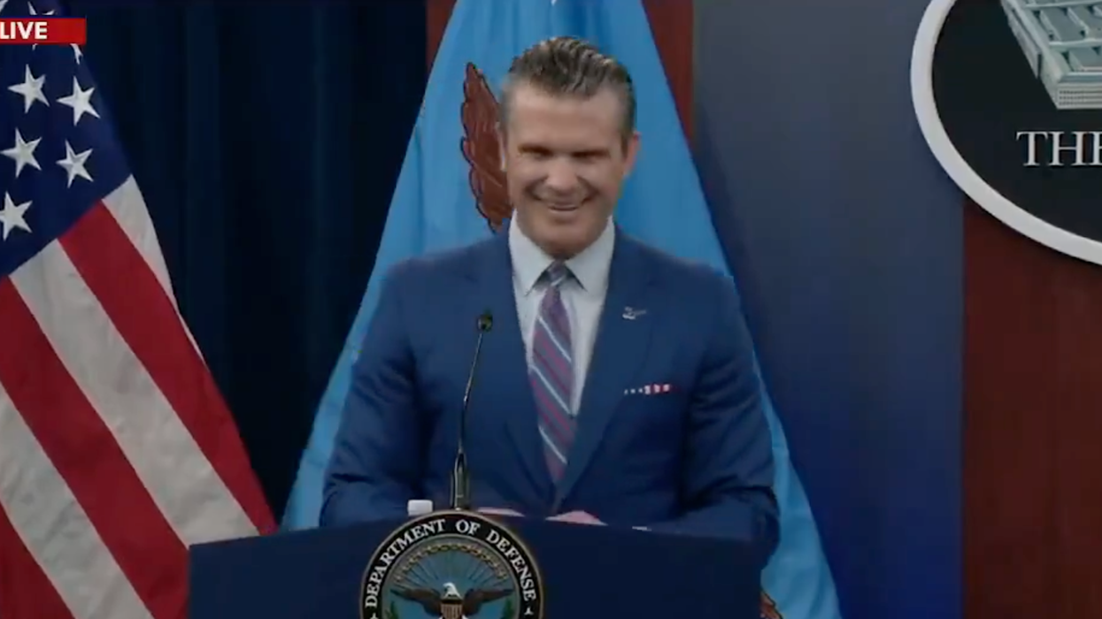 Pete Hegseth laughs in the face of a reporter yakking at him for ignoring women with his "boys in bombers" comment