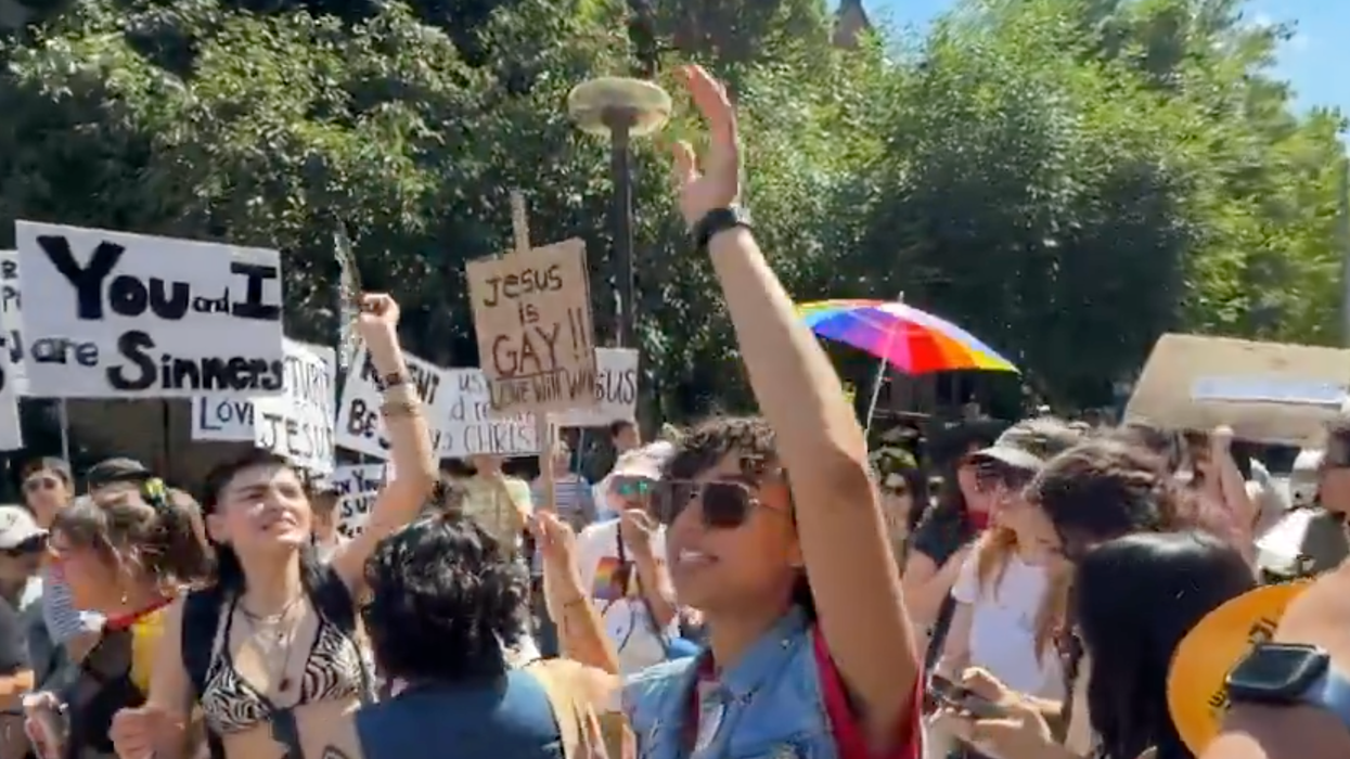 Pride parade marchers want you to believe that, quote, "Jesus is gay"