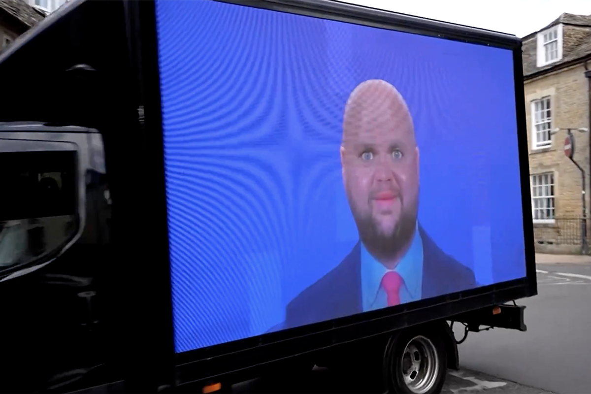 Activists think they're owning JD Vance by driving this silly truck around town while he vacations