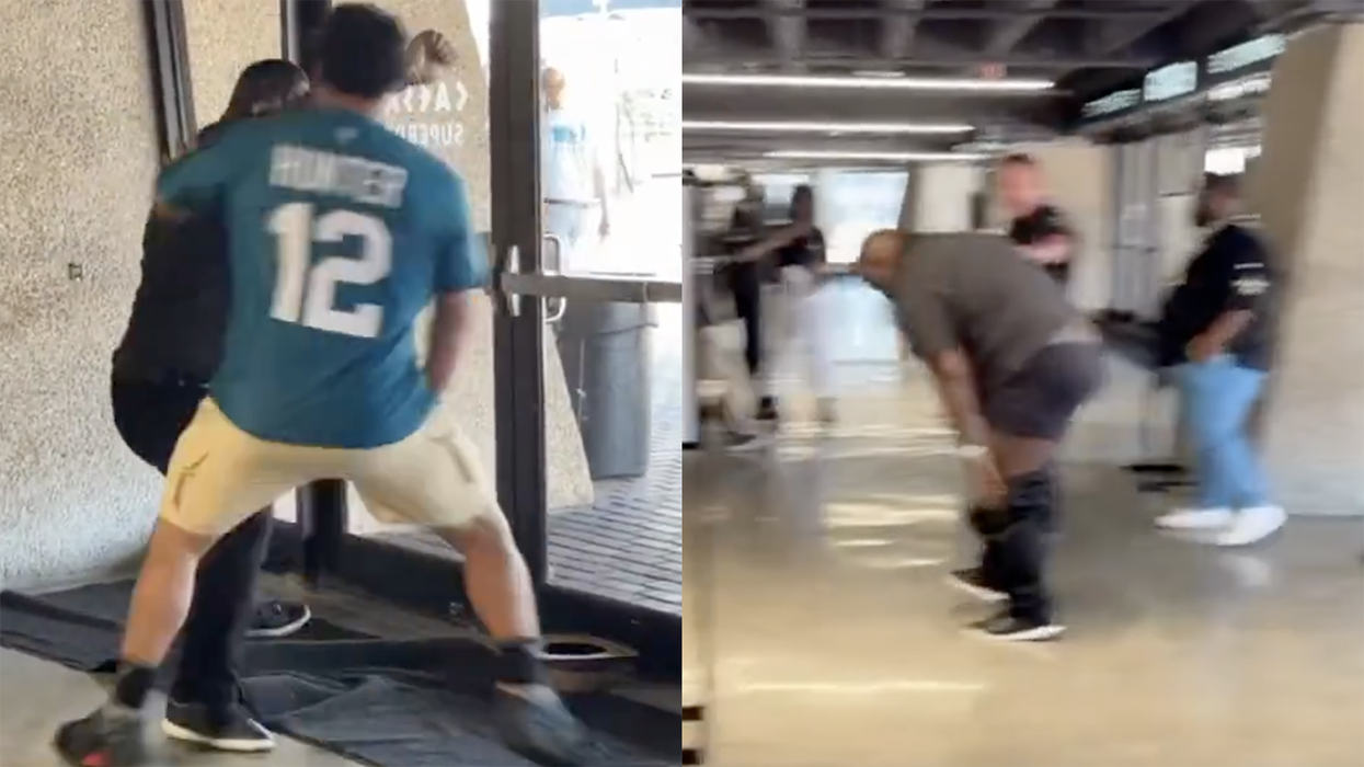 Our first NFL preseason fan brawl is all fun and games until one dude's pants fall down