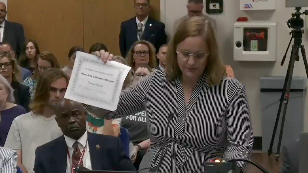 Mother lights up school board after woke teacher awards her conservative son "Most Likely to Become a Dictator”
