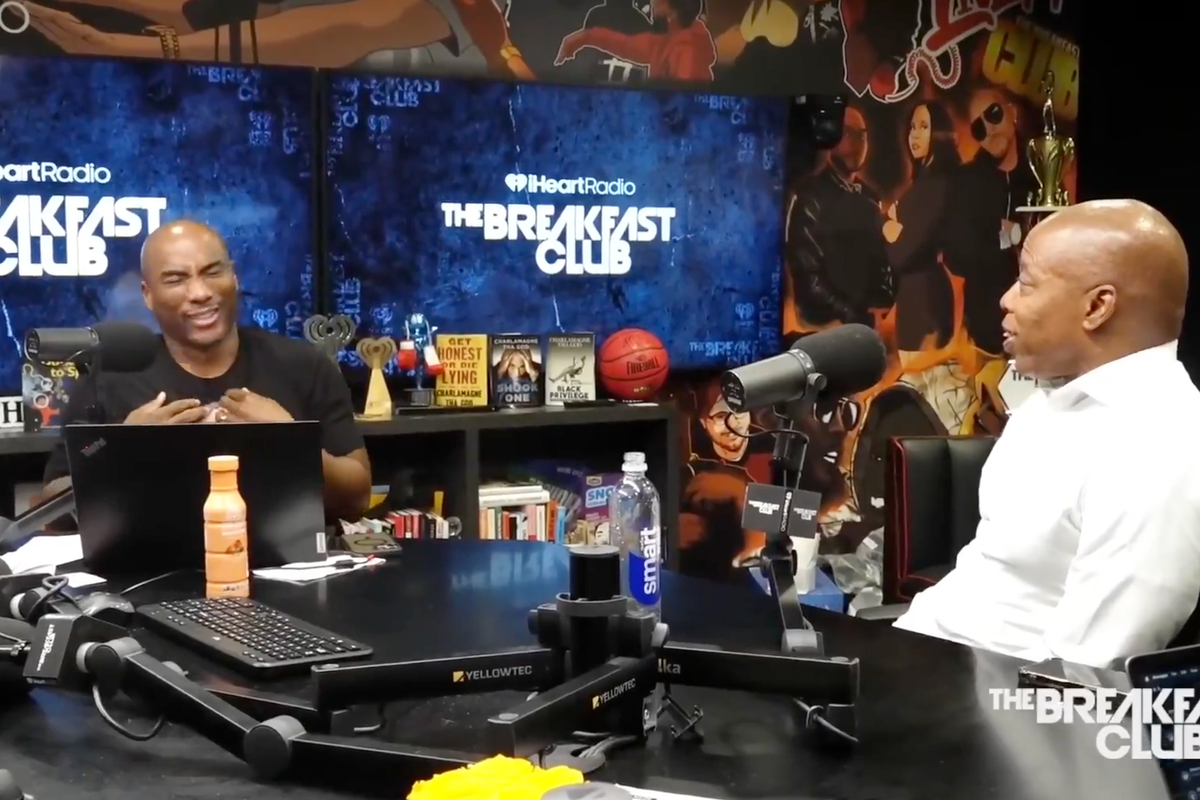 Eric Adams mocks Mamdani's support for girls in the boys' locker room, leaves Charlamagne tha God laughing