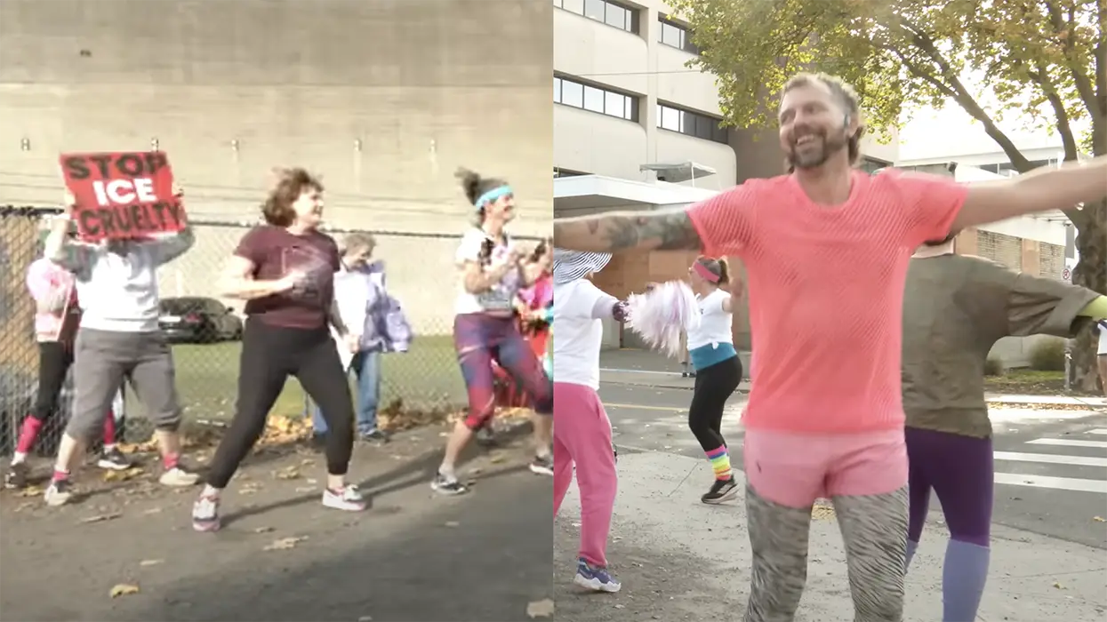 Woke boomer libs stage 80s aerobics class to protest ICE deportation, because these are serious people