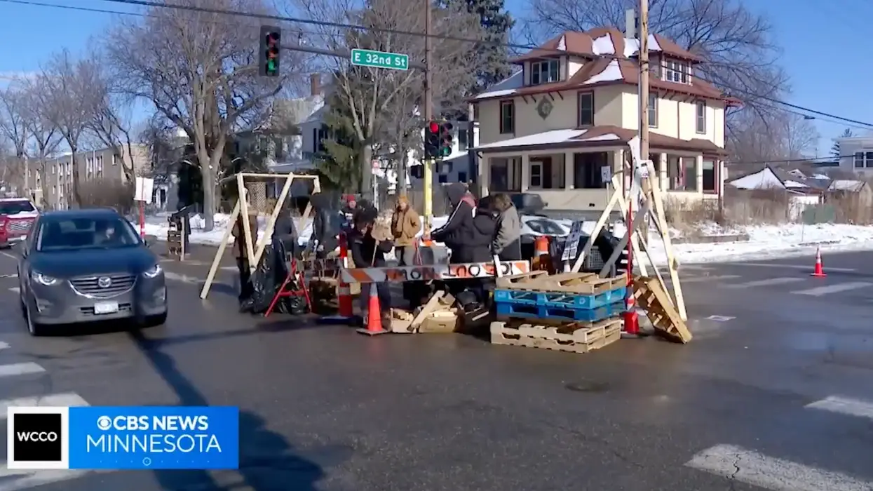 Anti-ICE leftists build a wall to keep certain people out of their community, apparently don't see the irony