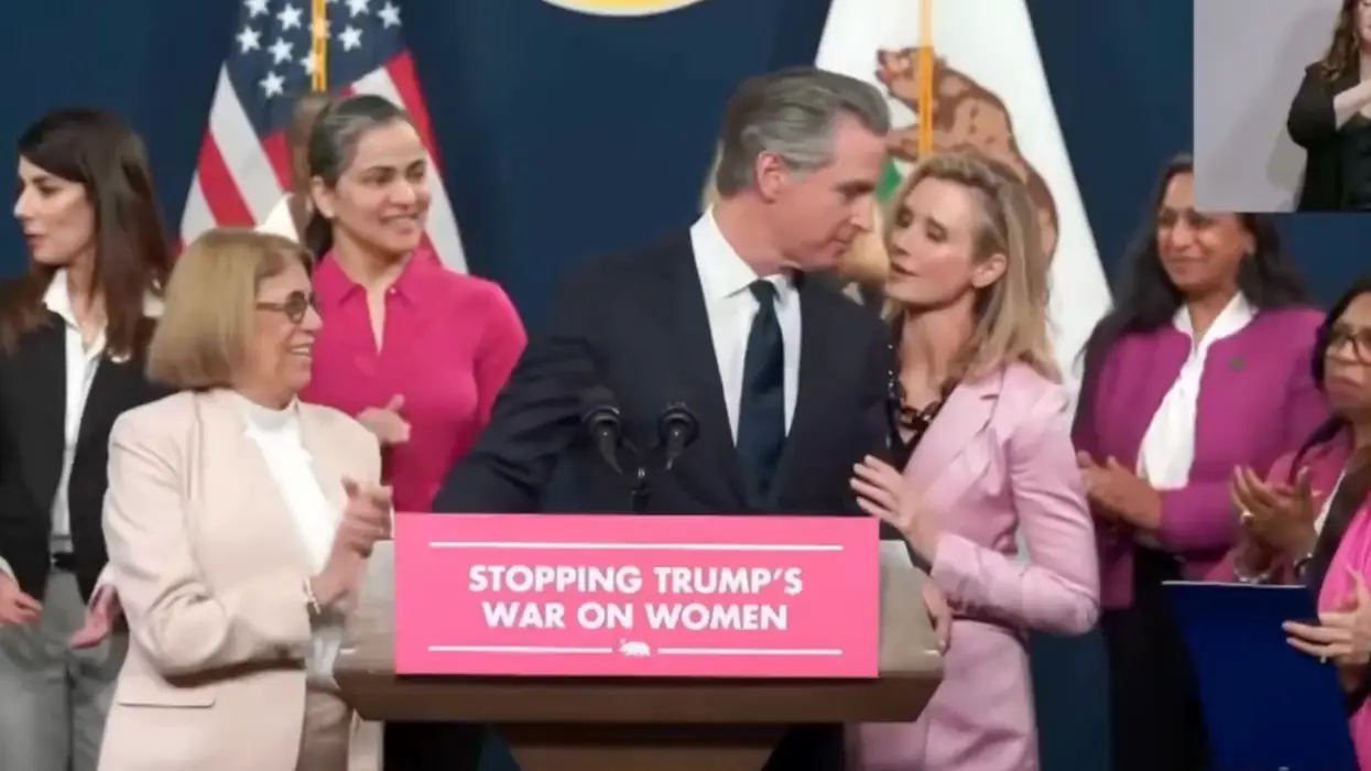 Watch how Gavin Newsom's "partner" pushes him aside to lecture reporters for not asking the right Planned Parenthood questions