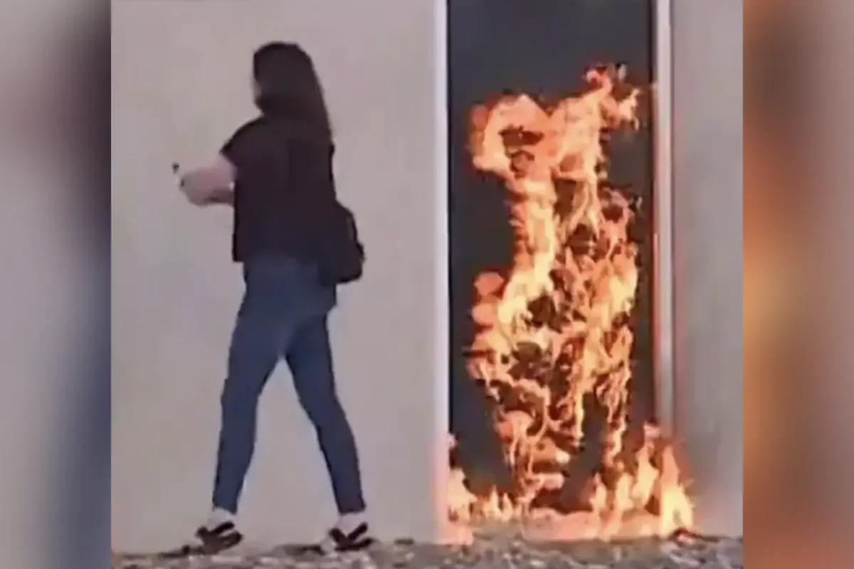 Woman sees building believed to be used by ICE, so she lights it on fire