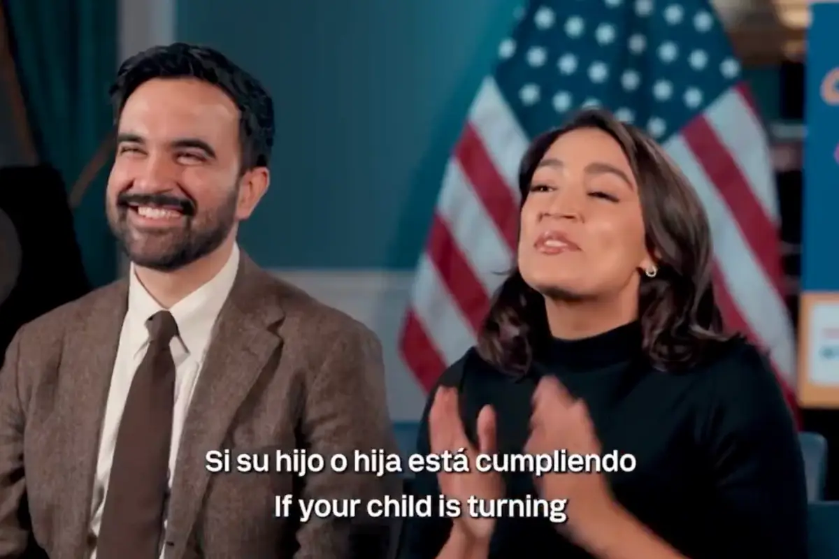 AOC and Mamdani join forces to promote taxpayer-funded childcare for illegals, and of course, it's in a foreign language