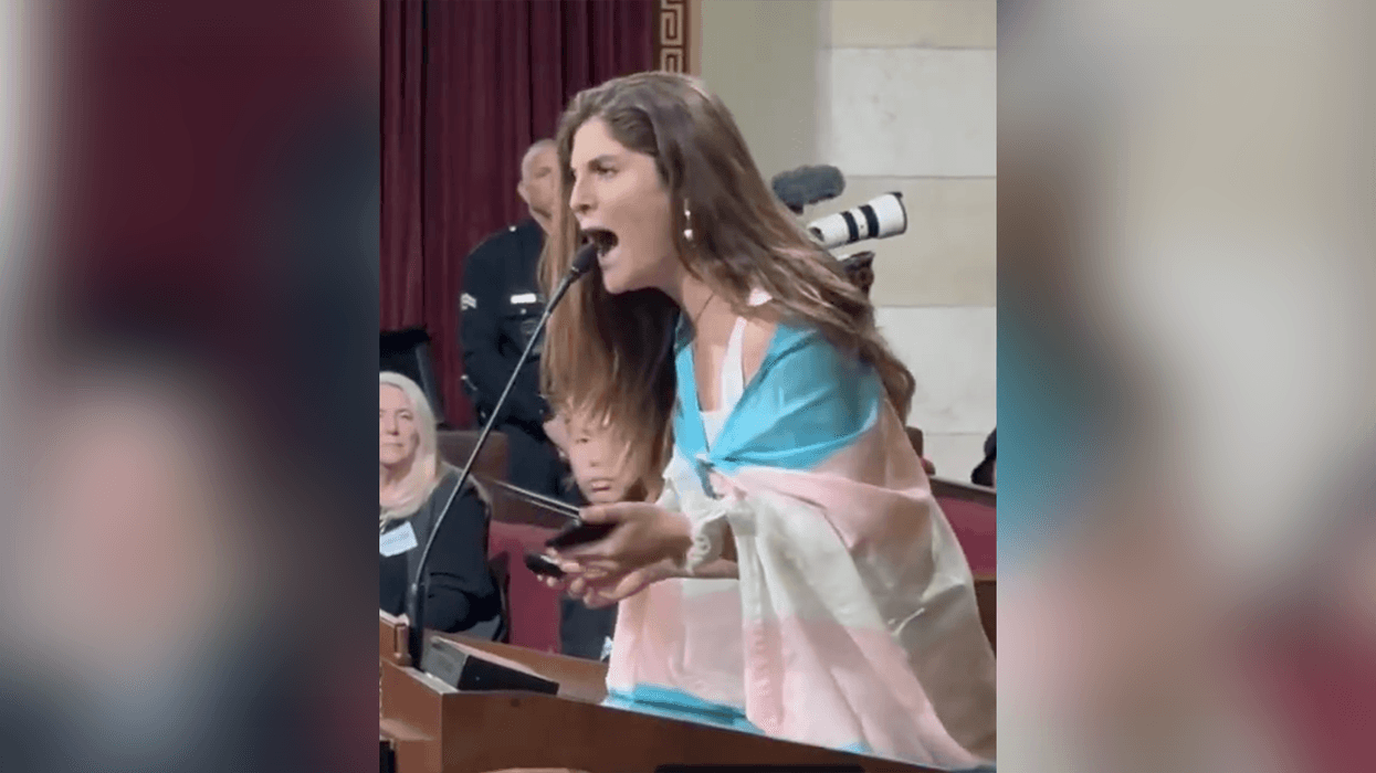 Crazy person dressed in trans flag has hysterical meltdown at city council meeting over they/thems "crying out for justice”