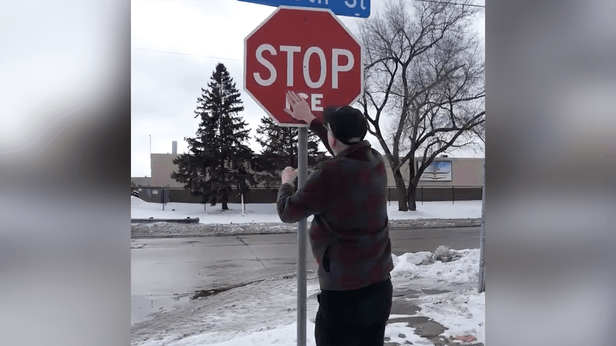 Local business brags about vandalizing stop signs with anti-ICE message, because fascism or something