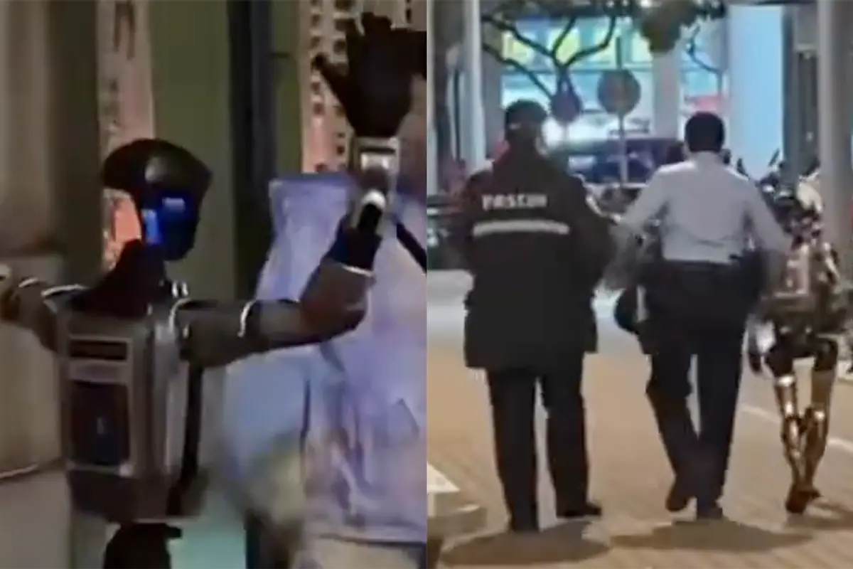 Officers forced to intervene when a humanoid robot terrorizes a woman in China