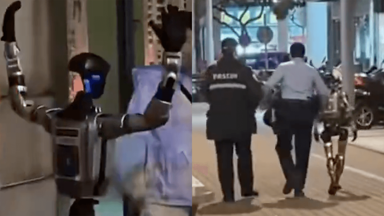 Officers forced to intervene when a humanoid robot terrorizes a woman in China