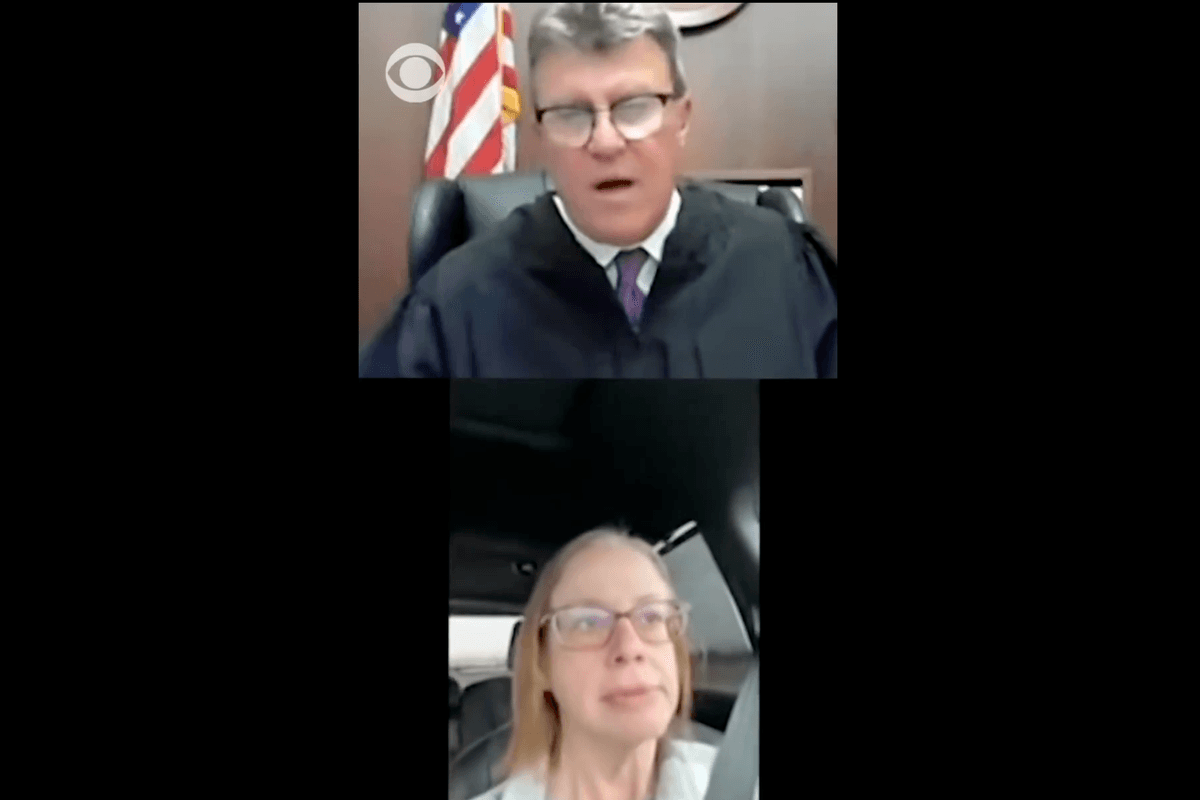 Entitled woman thinks she can lie to judge about driving during hearing, and appears to forget how webcams work