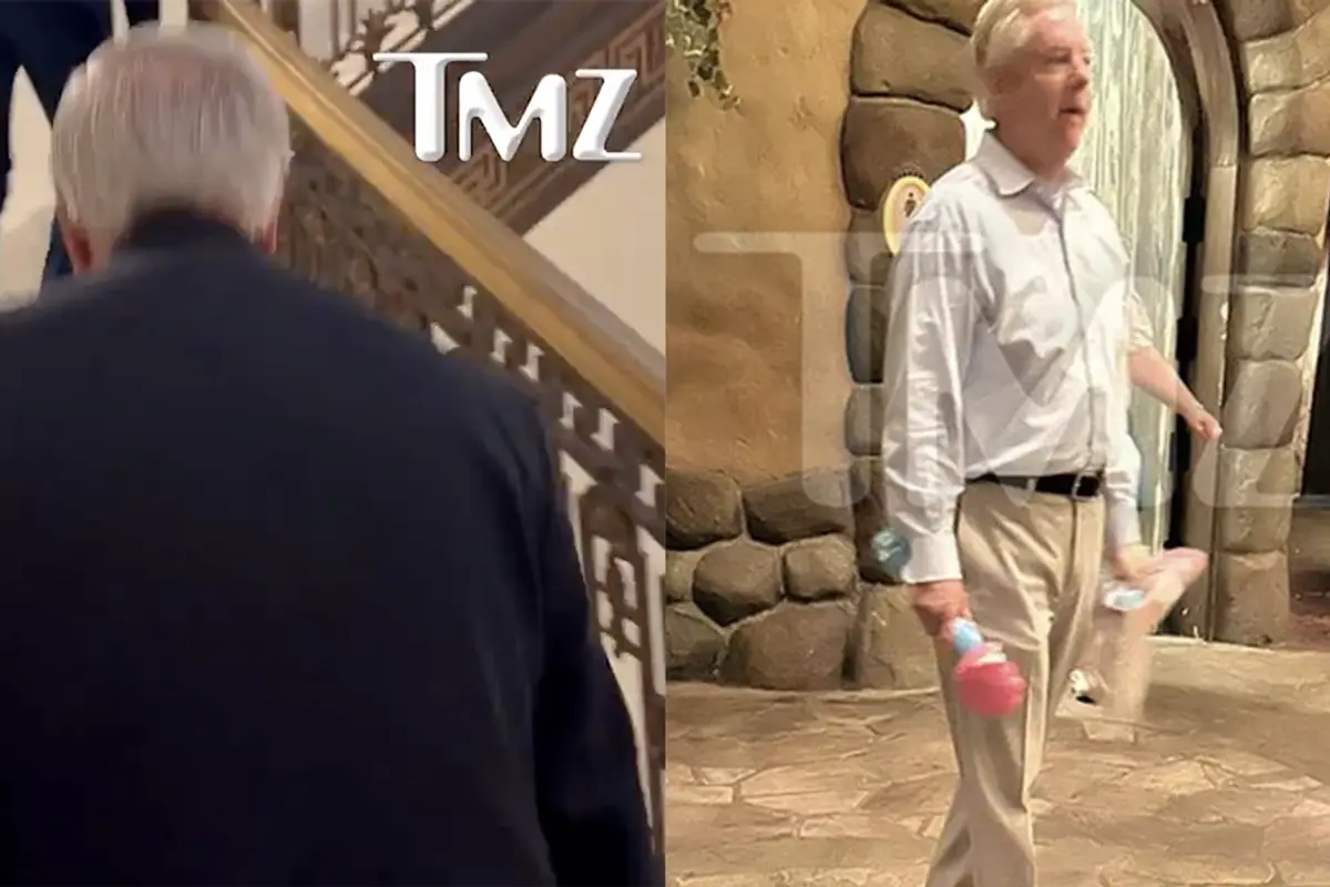 TMZ launches new DC era by confronting Lindsey Graham after they exposed him as a Disney adult playing with his bubble wand