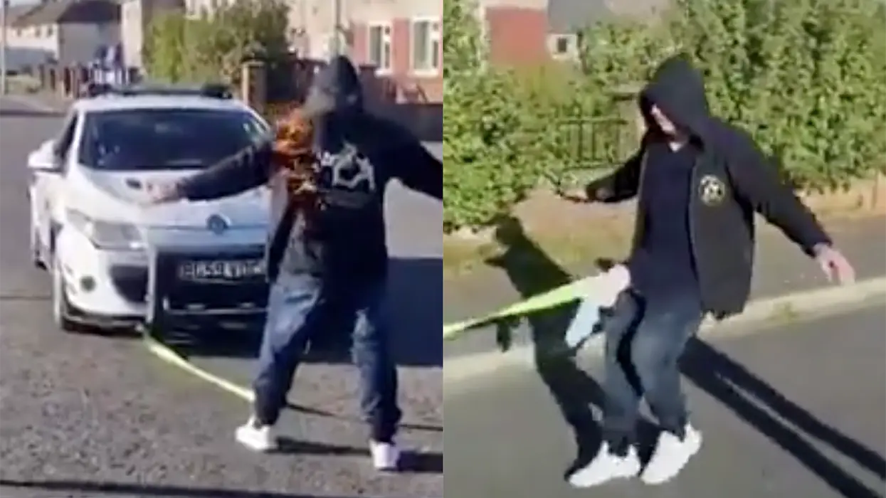 Fifty-year-old man pulls car with his junk (while set on fire) in the name of anti-bullying and cancer awareness