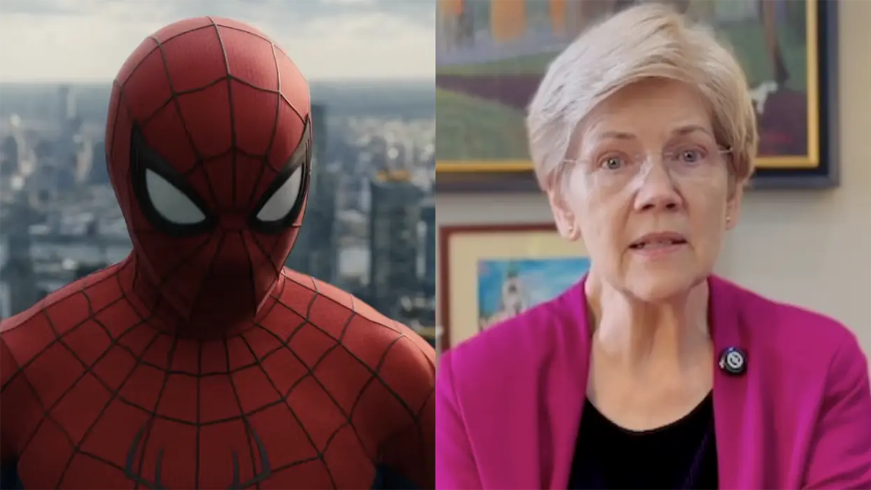 Elizabeth Warren tries to leech off the Spider-Man movie's success to push her agenda. Fails.