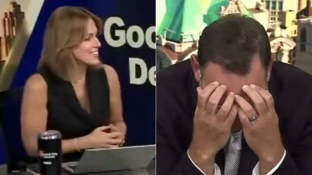 Chaos ensues as female reporter asks co-host if he could ever "eat beaver." You know, for survival...