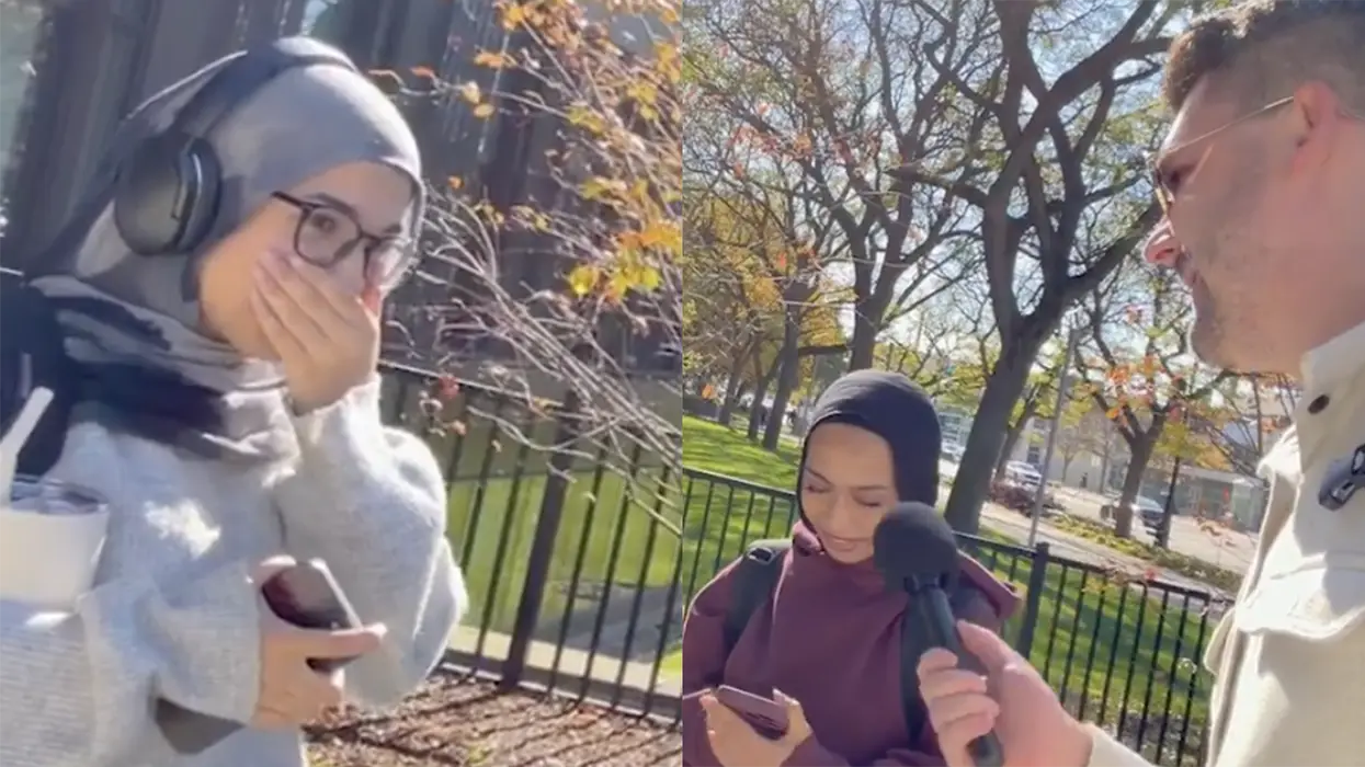 Street interview takes a turn where woman thinks she's attacking Trump...but turns out it's actually Muhammad