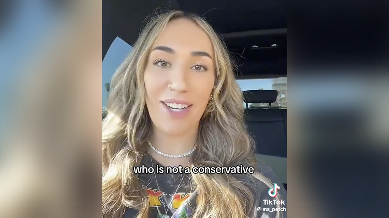 Liberal woman sits in car lamenting that the only good men to date are conservative men.