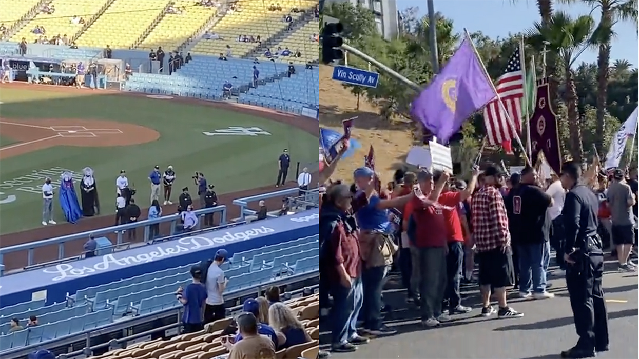 Protest takes place before Dodgers Pride Night