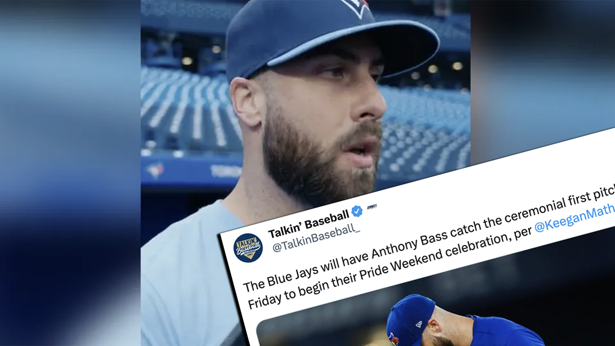 Toronto Blue Jays pitcher Anthony Bass will catch the ceremonial first pitch on Friday to begin their Pride Weekend celebration