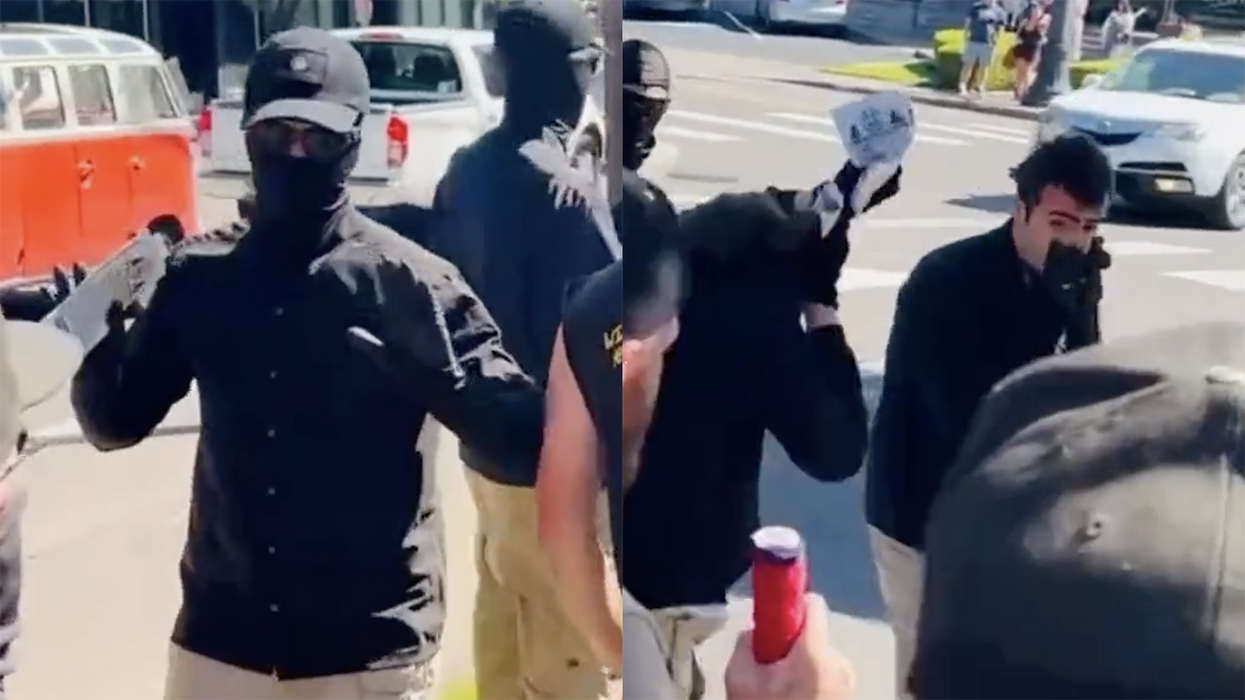 Watch: "Patriot front" cosplayers get unmasked when they mess with the wrong group of flag-waving Americans 