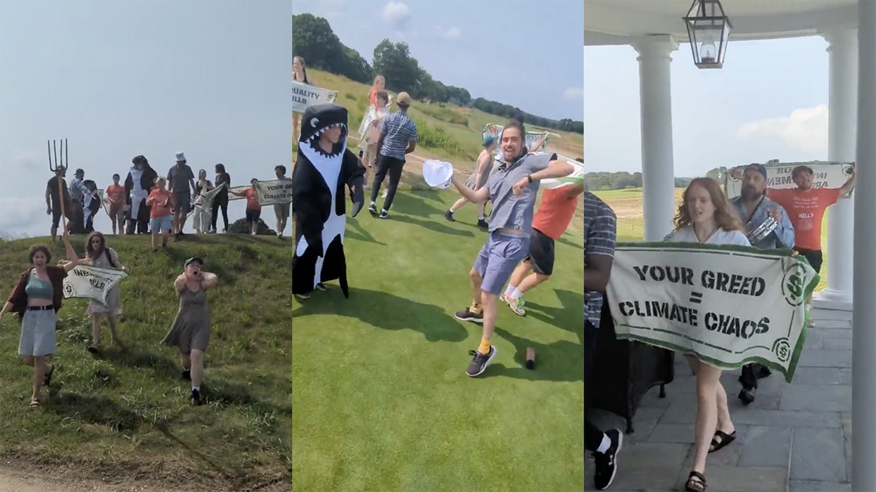 Watch: Protestors take over Southampton golf club.